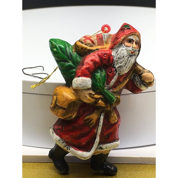 Vintage Old World Santa Claus Ornament Christmas Holding Bell Tree Holiday Decor - Picture 3 of 9